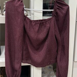 Abercrombie & Fitch Maroon Blouse with White Dots